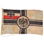 An Imperial German naval kriegsflagge, approx 35” x 23”, printed in colour on thin linen, the