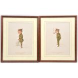 2 WWI watercolour caricatures: “Lieut. General Sir F.J. Davies, KCB, KCMG 1918”, hands in pockets