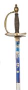 An early 19th century continental officer’s dress sword, straight fullered blade 32½”, etched with