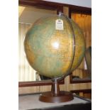 A Philips 13.5" Terrestrial Globe. A 1964 copyrighted example, pasted sectional card surface.