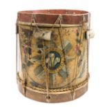 A George III painted wooden side drum of the Renfrewshire Local Militia, 1st Regiment, bearing the