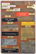 19 various maker’s and instruction plaques from German ships, various sizes in metal and plastic,