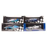 4 Minichamps 1:18 F1 racing cars. Benetton Playlife B199 RN10 A. Wurz 1999. Prost Peugeot Apo3