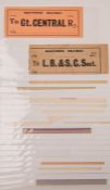 An album of 120+ Southern Railway related luggage labels, stamps and other documents. A flip photo