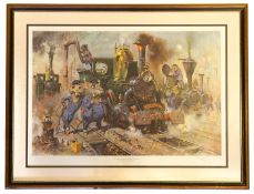 A small quantity of prints by Terence Cuneo. A signed and framed print entitled ‘The Running Sheds