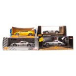 6 Maisto etc 1:18 sports/racing cars. 2x CLK – LM RN2 and a GTR RN10, both in metallic silver