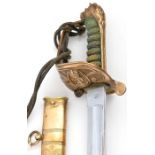 A post 1902 RN officer’s sword, almost straight blade 31½”, by Friedeberg & Co Naval Outfitter
