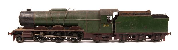 A scratch built gauge 3 (2.5" gauge) live steam 2-6-2 tender locomotive, ‘Hackworth’, 205. Built