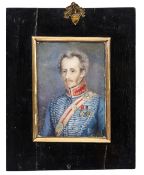A miniature on ivory of Brigadier General Alexander Pope, half length in full dress, 4½” x 3¼”, gilt