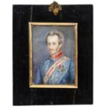 A miniature on ivory of Brigadier General Alexander Pope, half length in full dress, 4½” x 3¼”, gilt