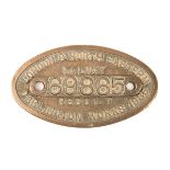 An LNER locomotive brass builder’s plate. From a Raven (Gresley) Class A8 4-6-2T oval locomotive