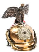 A Prussian Garde du Corps trooper’s helmet, the tombak skull having nickel silver rim and domed