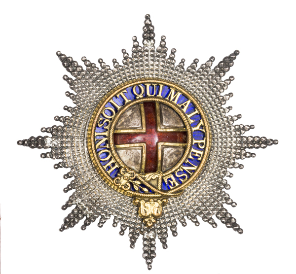 An enamelled Star of the Order of the Garter, pierced gilt centre on silver plated studded star, 4