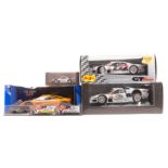 4 1:18 scale cars. 3x Mercedes-Benz, 2x Maisto – CLK LM RN1 and CLK GTR RN11. Plus another GTR