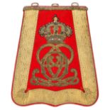 A Victorian officer’s full dress embroidered sabretache of the 7th Queen’s Own Hussars, of scarlet