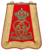 A Victorian officer’s full dress embroidered sabretache of the 7th Queen’s Own Hussars, of scarlet