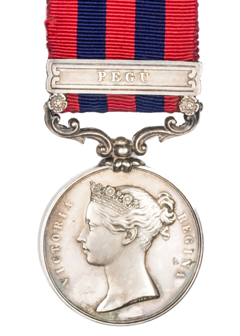 Indian General Service Medal 1854, 1 clasp Pegu (impressed Lt. T.P.Quill 80th Foot) Good Very