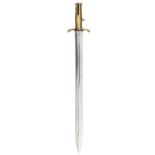 A very good 1836 pattern brass hilted Brunswick Rifle bayonet, double edged blade 21¼”, clear