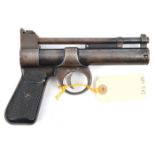 A .177” Webley Junior air pistol, c 1946-50, number 350, with forward extension to the grips.
