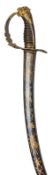 An 1803 pattern infantry officers sword, shallow fullered steeply curved blade 30½”, by Osborn &