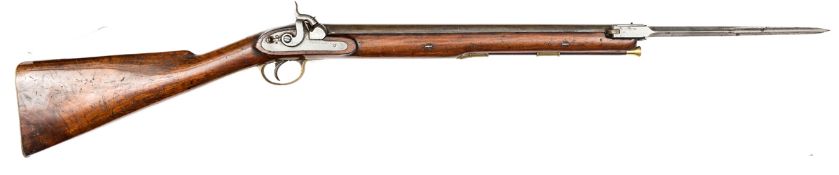 An unusual 10 bore private purchase percussion carbine with detachable triangular bayonet, by