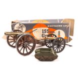 A small quantity of model cannons/guns etc. 2x Britains American 155mm, one boxed, with display