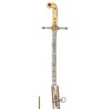 A George VI General officer’s sword with hallmarked silver scabbard, slender slightly curved blade