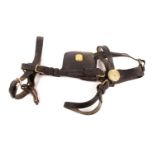 An LMS Railway horse’s bridle. A leather bridle with brass buckles and 4 brass plates marked ‘