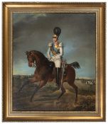 An impressive oil painting of Czar Nicholas I of Russia in the uniform of the Chevalier Guards c
