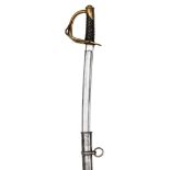 A good US cavalry trooper’s sword, of French style, possibly Civil War period, curved fullered blade