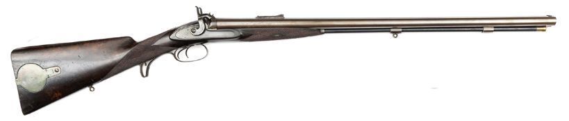 A double barrelled 25 bore (.577”) percussion sporting rifle, by Isaac Hollis of Birmingham, 45½”
