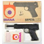 A .177” Diana SP50 pop out air pistol, 9½” open, of black lacquered alloy construction. GWO &