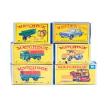 6 Matchbox 75 Series vehicles. A Mercedes Truck (1), a Mercedes Trailer (2), a Euclid Quarry