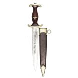 A Third Reich SA dagger, by Karl Rob. Kaldenback, Solingen Gr,, with nickel silver mounts, the