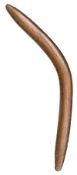 An old polished wood boomerang, rounded top surface, flat underneath, 24½” overall. GC, good patina.