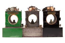 3 LNER square section paraffin railway lamp interiors. All manufactured by ‘Lamp Manufacturing Co.