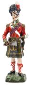 A well modelled painted Sitzendorf porcelain figure “79th Cameron Highlanders 1814”, officer in full