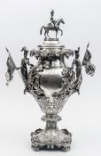 A large and impressive free standing early Victorian silver presentation trophy, the body