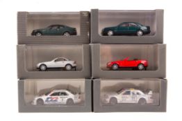 6 Mercedes-Benz 1:43 scale Museum/Point-of-Sale (Modellauto-Kollektion) die-cast models by Herpa.