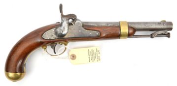A US .54” Model 1842 Army percussion holster pistol, 14” overall, barrel 8½” stamped at the