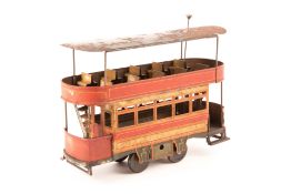 An early scarce Bing clockwork tinplate tram. A double deck example from pre-First World War in