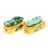 2 Dinky Toys racing cars. Bristol 450 Sports Coupe (163) in dark green with mid green wheels,