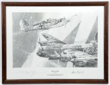 A pair of prints of pencil sketches by Gerald Coulson, “Spitfire” and “Messerschmitt”, each with
