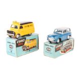 2 Corgi Toys. Hillman Minx (206) in metallic blue and silver. Plus a Bedford AA Road Service Van (