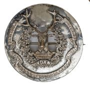 A silver plated plaid brooch of The Gordon Highlanders, GC (minor distressing to rim). Plate 1