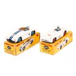 2 Dinky Toys racing cars. Cunningham C-5R Road Racer (133). In white with two blue stripes, brown