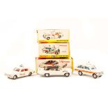 3 Dinky Toys. USA Police Car (Pontiac Parisienne) (251) in white and black livery, cream interior.