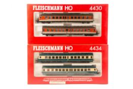 2 Fleischmann HO Diesel Motor Units (4430 and 4434). Set 4430 comprising 2x DB powered DMUs in