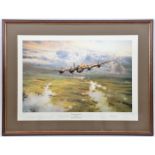 2 coloured prints of watercolours by Robert Taylor: “The Straggler Returns”, Lancaster bomber