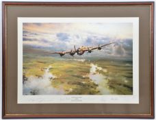 2 coloured prints of watercolours by Robert Taylor: “The Straggler Returns”, Lancaster bomber